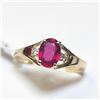 Image 3 : 10K Yellow Gold Ruby(1.05ct) Diamond(0.04ct) Ring (~Size 7)((~weight 1.3g), Made in Canada, Appraise