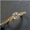 Image 2 : 10K Yellow Gold Moissanite(0.55ct) Diamond(0.14ct) Ring (~Size 6.5) (~weight 1.6g), Made in Canada, 