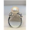 Image 2 : Natural Pearl and Sapphire 9.85 Carat .925 Silver Ladies Ring  with Appraisal Certificate $720.00