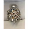 Image 3 : Natural Pearl and Sapphire 9.85 Carat .925 Silver Ladies Ring  with Appraisal Certificate $720.00