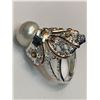 Image 4 : Natural Pearl and Sapphire 9.85 Carat .925 Silver Ladies Ring  with Appraisal Certificate $720.00