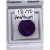 Image 2 : AMETHYST - Oversize violet round cut solitaire 10.70 Carat amethyst gemstone with certificate
