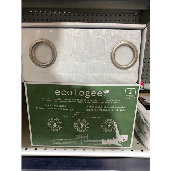 Ecologee 2 total blackout grommet window curtain pair. each curtain is 52 in x 90 in