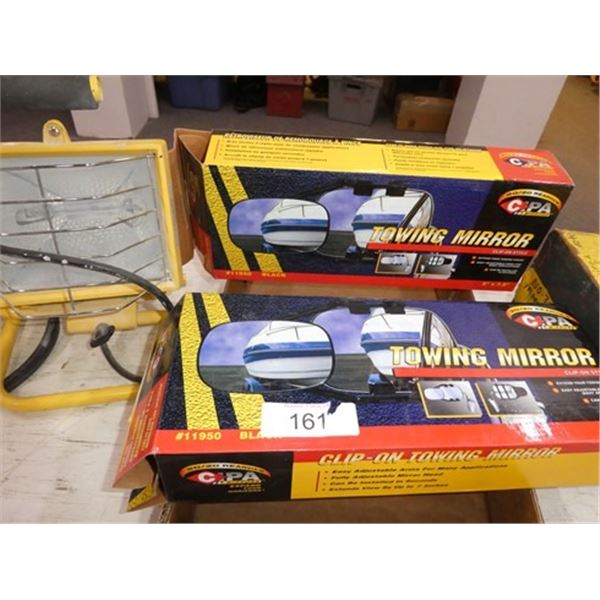 2 towing mirrors, halogen work light