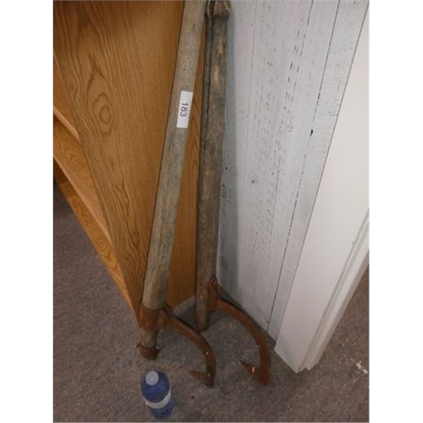 2 antique logging cant hooks