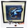 Image 1 : 3D MEGALODON PICTURE (16.5X16.5") W/ MEGALODON