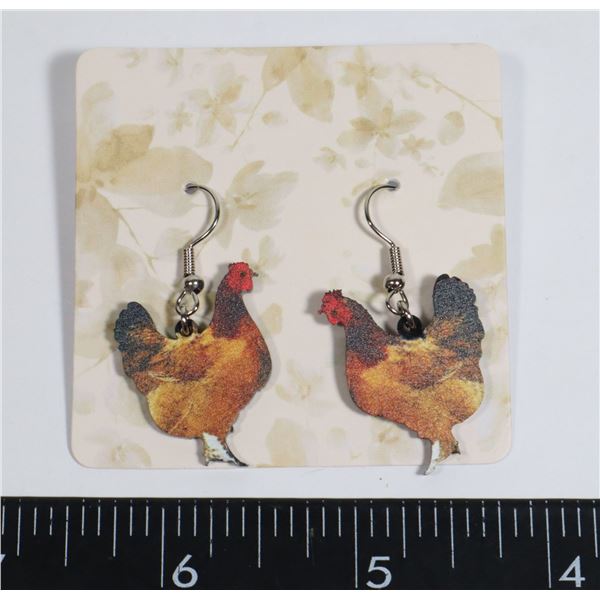 NEW CHICKEN THEME DROP EARRINGS