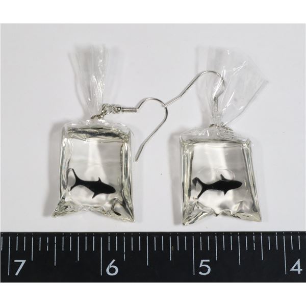 NEW "SHARK IN A BAG" DROP EARRINGS