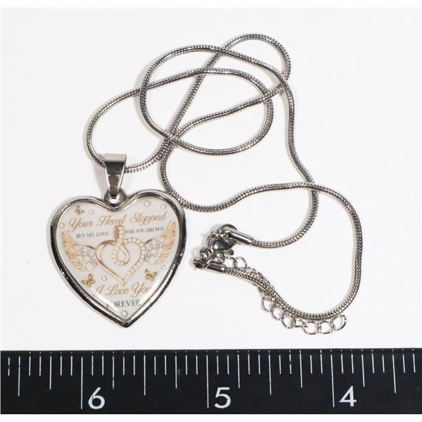 NEW MESSAGE HEART PENDANT AND CHAIN