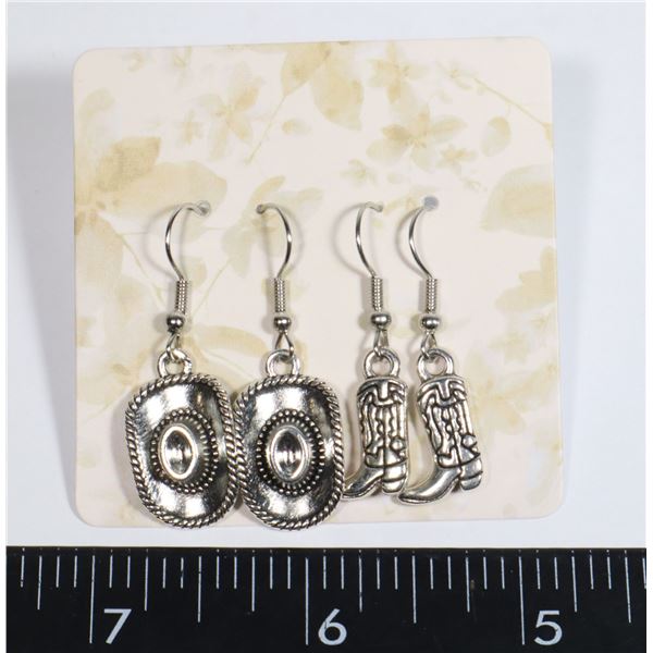 NEW COWBOY HATS AND COWBOY BOOT DROP EARRINGS