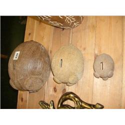 3 POTTERY PIGS