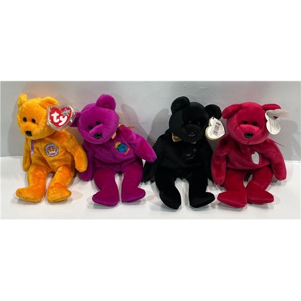 4 beanie babies; 2000 year, The End, valentina, and celebrations.