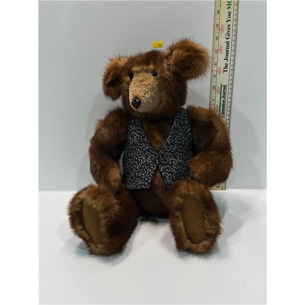 Handmade Fur Brown Bear with Articulating Arms and Legs 14H Sitting 18H Standing