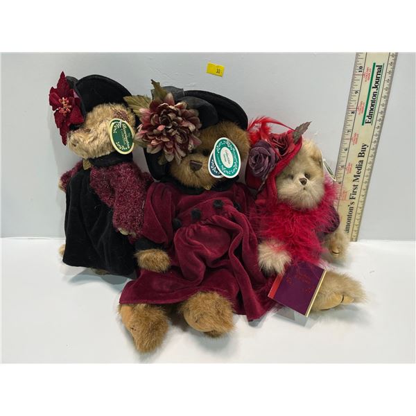 Assorted Collection Bearington Bears Evening Party Themed w/fancy hats Largest is 11H