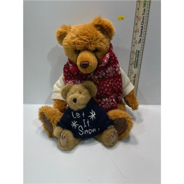 Assorted Large Brown Teddy Bears Winter Themed Largest is 18H