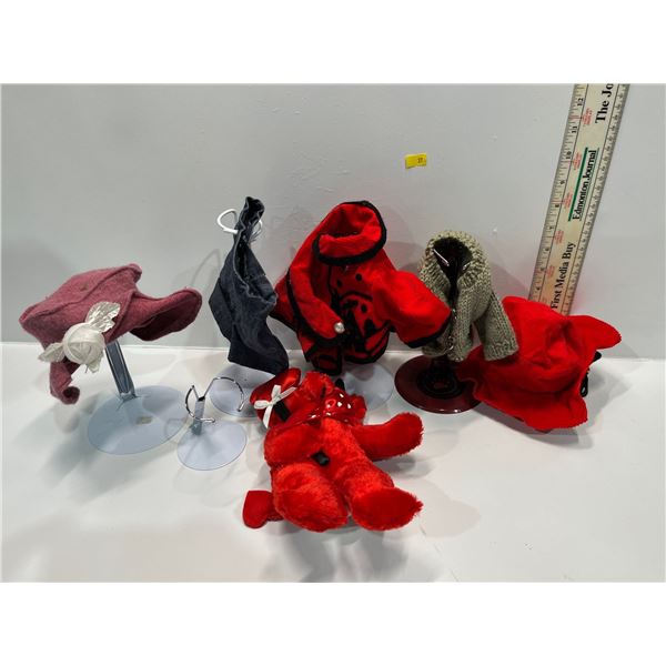Valentine's Bear with Assorted Collection of Bear Stands, Clothes Largest Stand is 9H