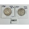 Image 2 : LOT OF 2 - 1937 & 1954 U.S. 50 CENT SILVER PCS