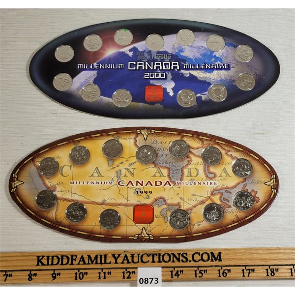 LOT OF 2 - 1999 & 2000 CDN MILLENNIUM 25 CENT PC SETS