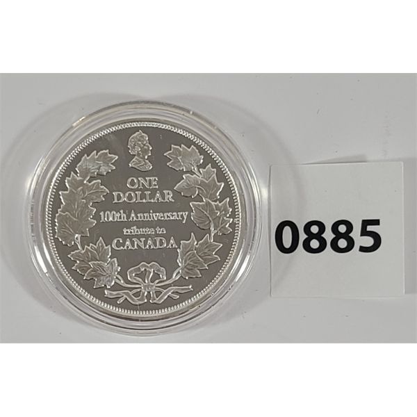 100TH ANNIVERSARY SILVER DOLLAR - TRIBUTE TO CANADA COOKS ISLAND 