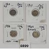 Image 1 : LOT OF 4 - 1902, 1909, 1914 & 1919 CDN SILVER 5 CENT PCS