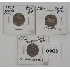 Image 1 : LOT OF 3 - 1953, 1965 & 1967 CDN 5 CENT PCS - INCL CAMEO