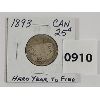 Image 1 : 1893 CDN SILVER 25 CENT PC