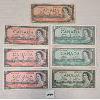 Image 1 : LOT OF 7 - 1954 CDN $1 & $2 BANKNOTES - INCL SEQUENTIAL & A REPLACEMENT BILL (?)