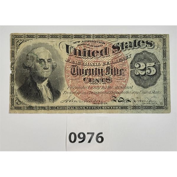 1863 U.S. FRACTIONAL 25 CENT BANKNOTE - 4TH ISSUE