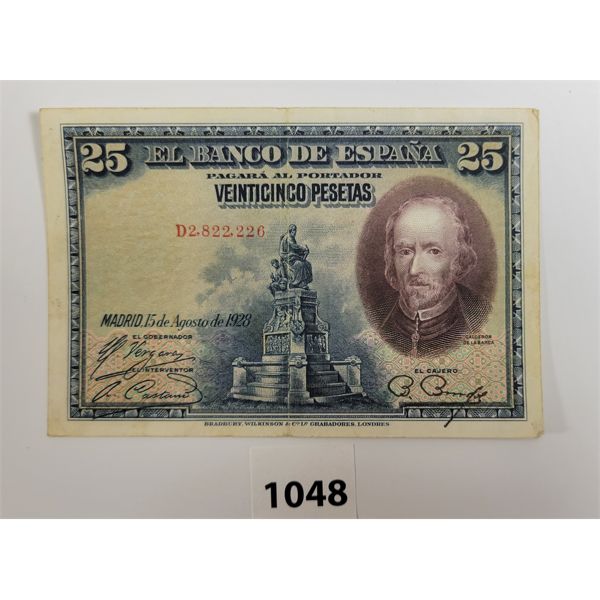 1928 SPAIN 25 PESOS BANKNOTE