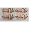 Image 1 : LOT OF 4 - 1986 CDN $2 BANKNOTES - SEQUENTIAL