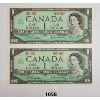 Image 1 : LOT OF 2 - 1967 CDN $1 BANKNOTES - NO SERIAL NUMBERS