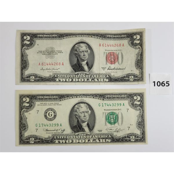 LOT OF 2 - 1953 & 1976 U.S. $2 BANKNOTES