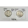 Image 1 : LOT OF 2 - 1952-D & 1954-D U.S. FRANKLIN 50 CENT SILVER PCS