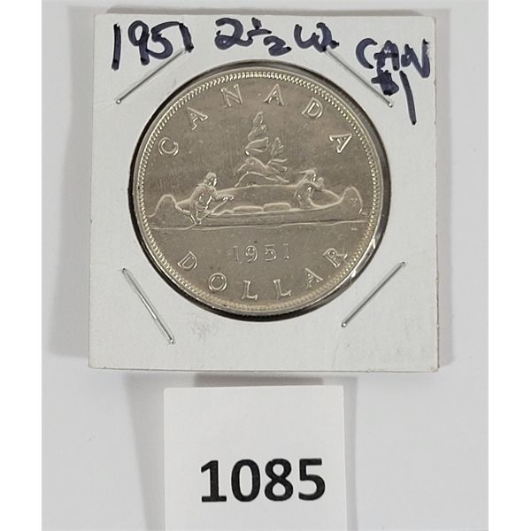 1951 CDN SILVER DOLLAR - 2 1/2 WATERLINES