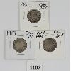 Image 2 : LOT OF 3 - 1910, 1913 & 1919 CDN 25 CENT PCS