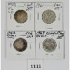 Image 1 : LOT OF 4 - 1959, 1961, 1962 & 1967 CDN 25 CENT PCS