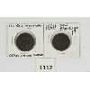 Image 2 : LOT OF 2 - UN SOU MONTREAL & 1864 NEW BRUNSWICK CDN 1 CENT PCS