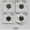 Image 1 : LOT OF 4 - 1894, 1903, 1943 & 1944 CDN 10 CENT PCS