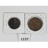 Image 2 : LOT OF 2 - 1857 BANK OF UPPER CANADA PENNY & HALF PENNY