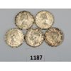 Image 2 : LOT OF 5 - 1947, 1951, 1958, 1962 & 1965 CDN SILVER 50 CENT PCS