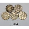 Image 1 : LOT OF 5 - 1916, 1941, 1952 & 1960 CDN SILVER 50 CENT PCS