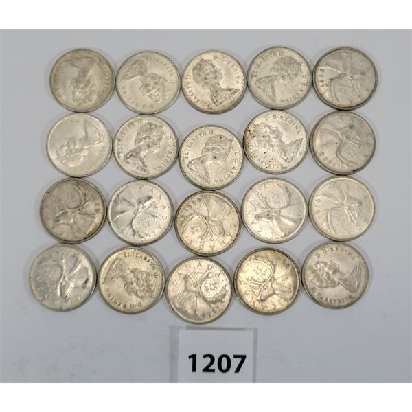LOT OF 20 - 1968 CDN 25 CENT PCS