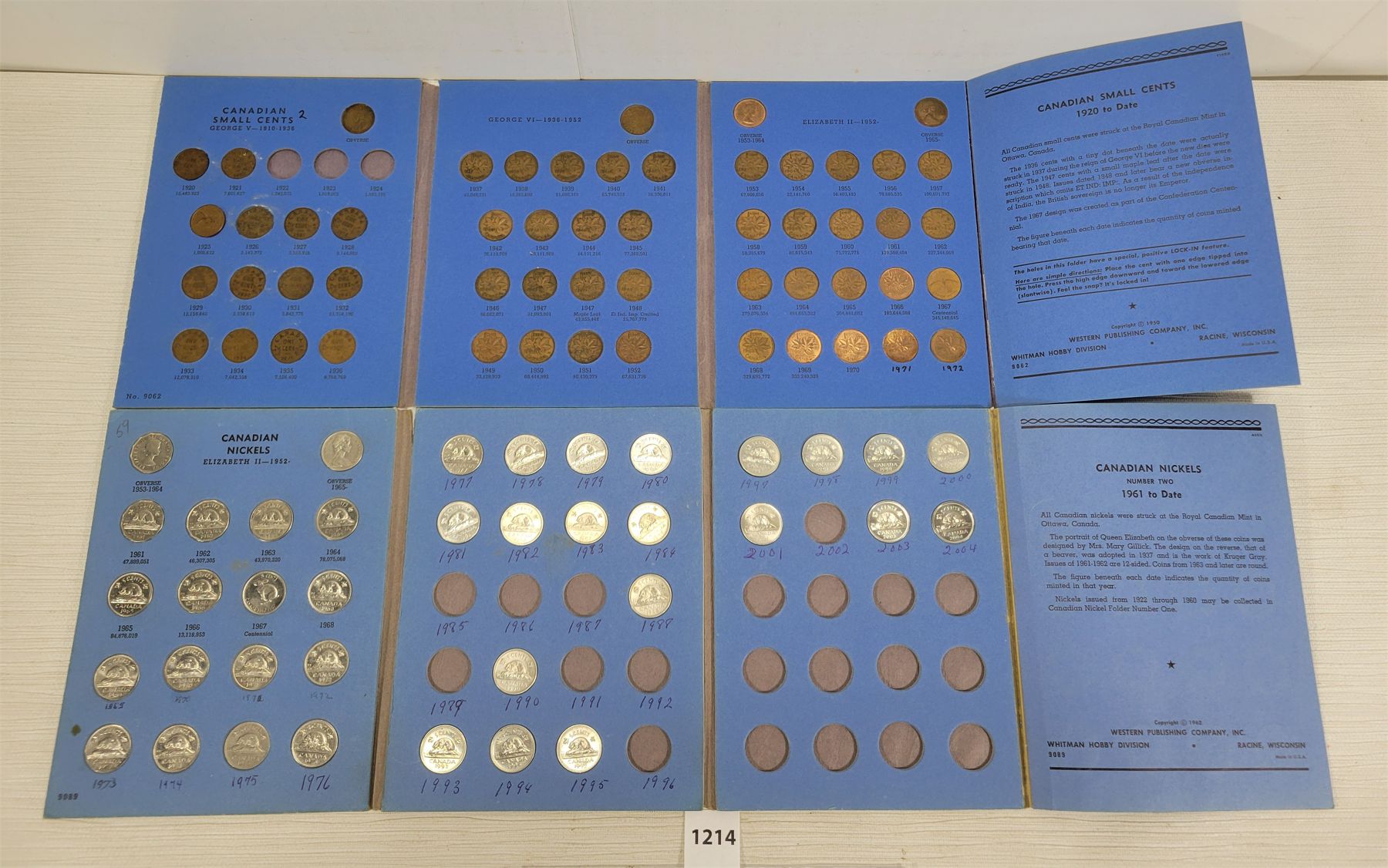 QTY OF CDN 5 CENT PCS W/ 2 COLLECTION BOOKLETS FOR 1 CENT & 5 CENT PCS ...