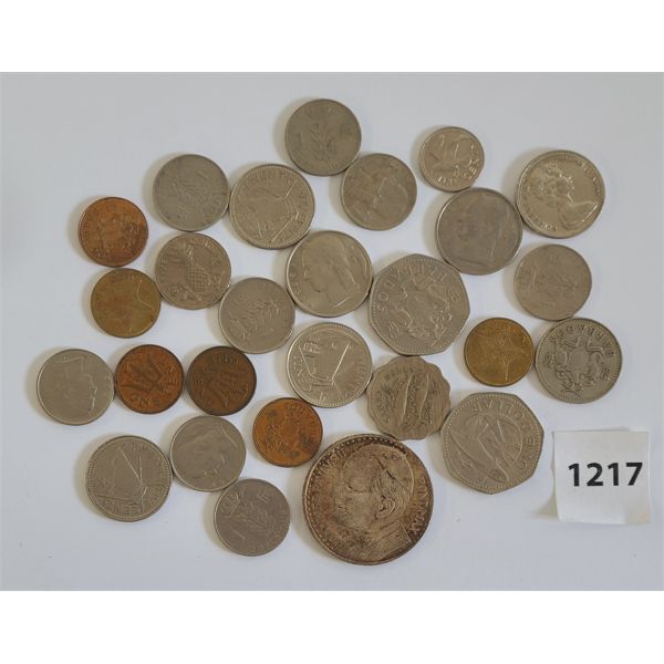 LOT OF 26 - INTERNATIONAL COINS INCL. THE BAHAMA ISLANDS, BELGIUM, BARBADOS & THE VATICAN CITY