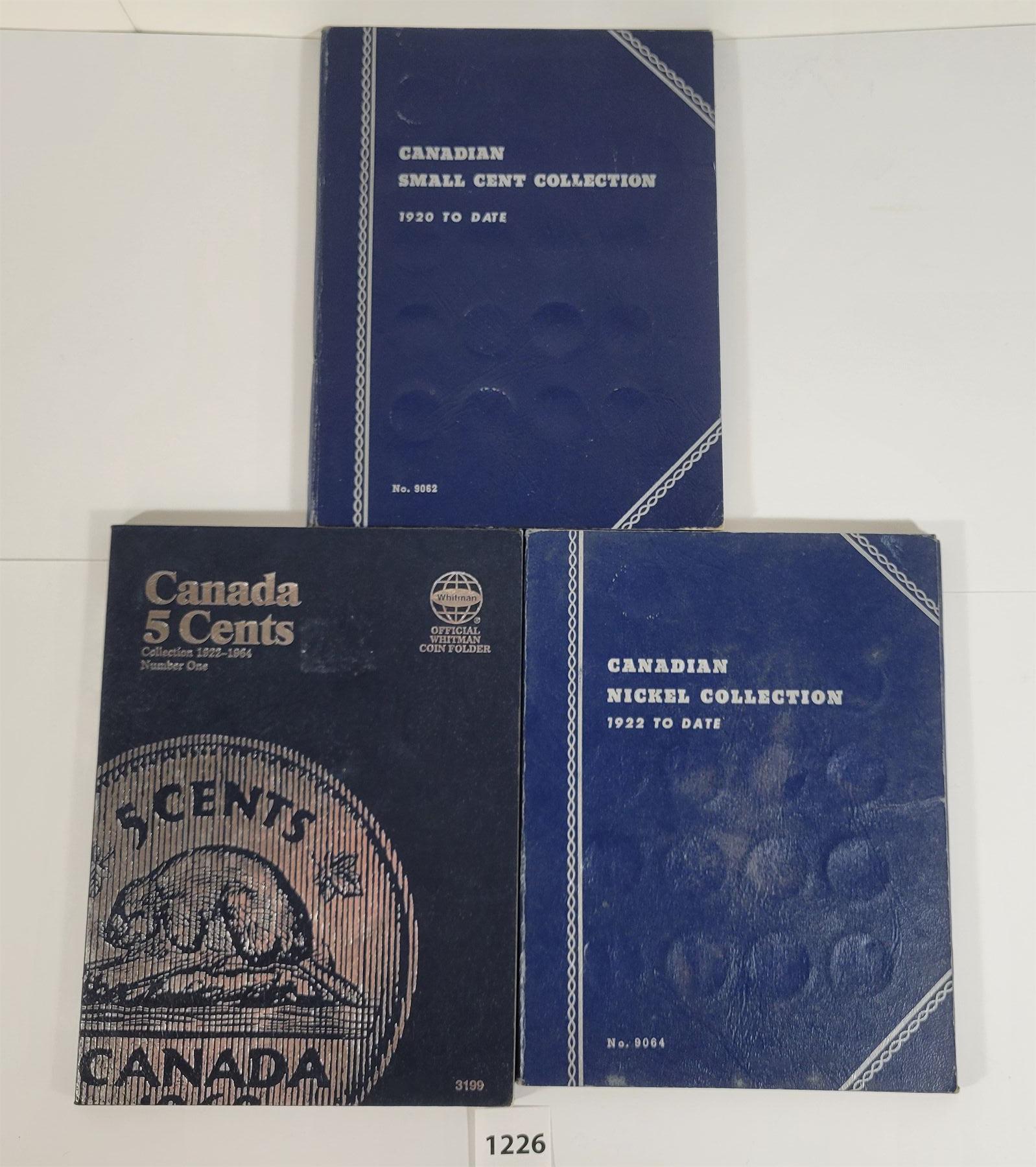 LOT OF 3 - CDN COIN COLLECTION BOOKLETS FOR 1 CENT & 5 CET COINS