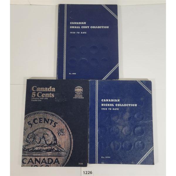 LOT OF 3 - CDN COIN COLLECTION BOOKLETS FOR 1 CENT & 5 CET COINS