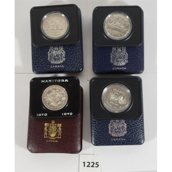 LOT OF 4 - 1970, 1974 & 1975 CDN SILVER DOLLARS