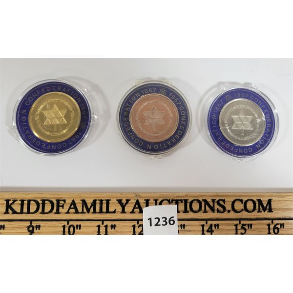 LOT OF 3 - 1867-1967 CDN CONFEDERATION PCS