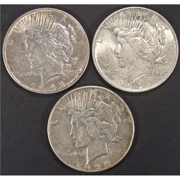 1923, 1924, 1926-S PEACE DOLLARS