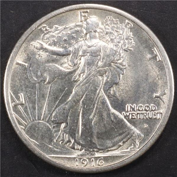1916-D WALKING LIBERTY HALF DOLLAR BU